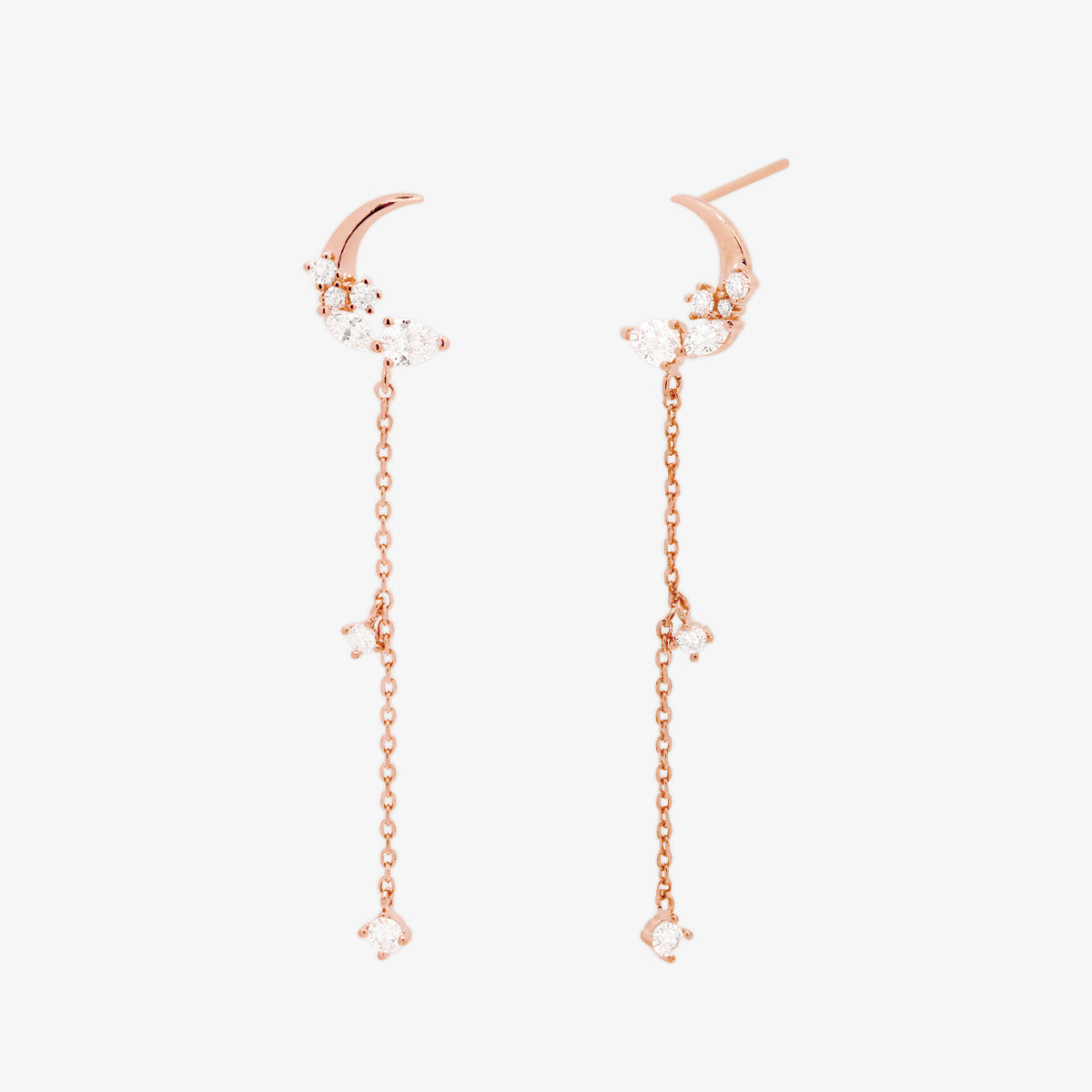 Sparkle Moon Drop Chain Earrings-6