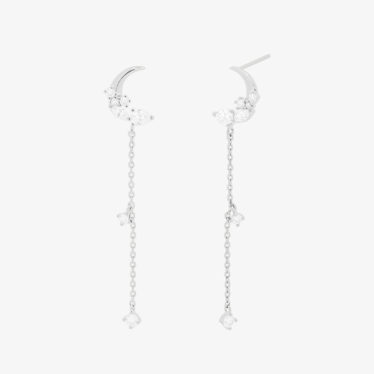 Sparkle Moon Drop Chain Earrings-5