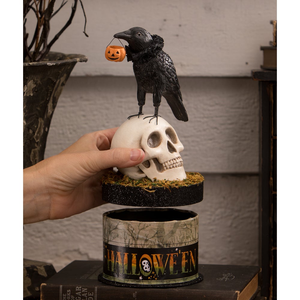 Crow and Skull on Box by Bethany Lowe Designs-3