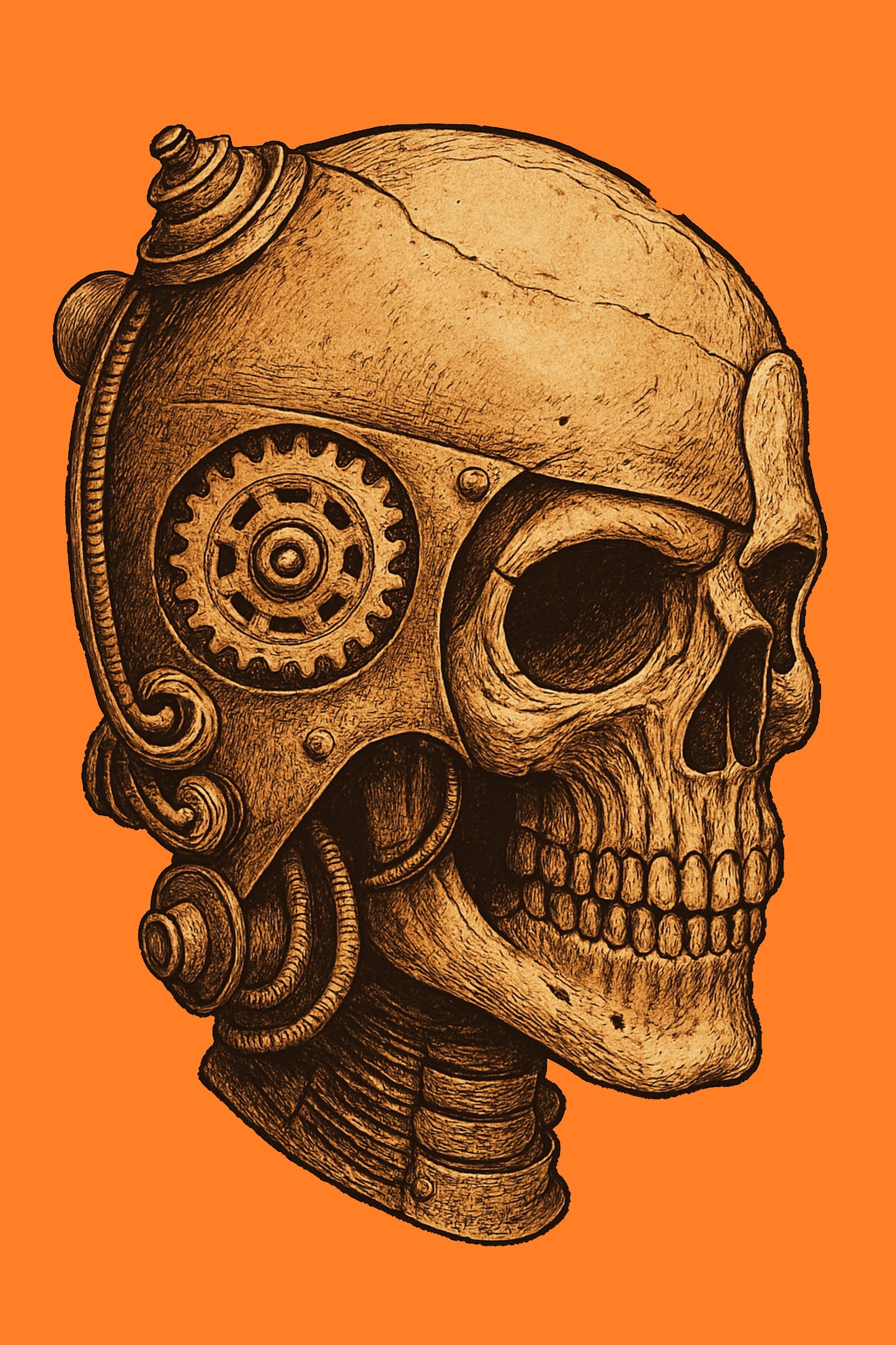 Cog & Bone: Steampunk Skull Fusion ~ Canvas Print (20.3 x 30.5 cm)