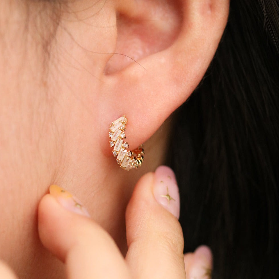 White Topaz Semi-Hoop Earring-1