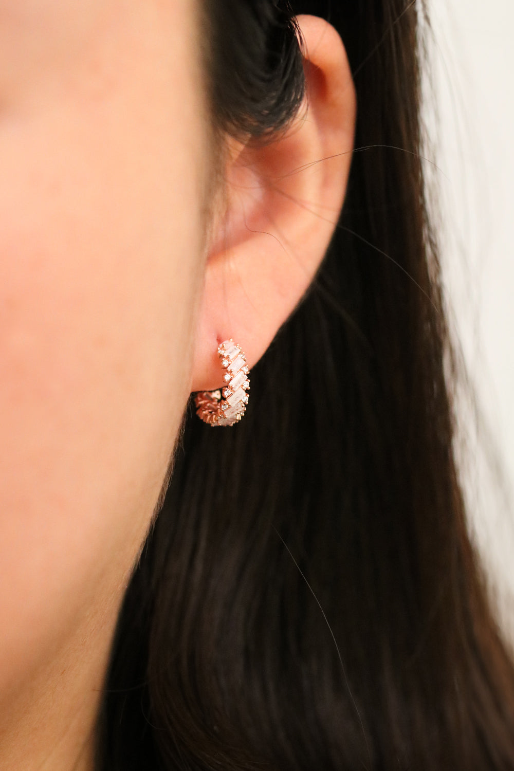 White Topaz Semi-Hoop Earring-3