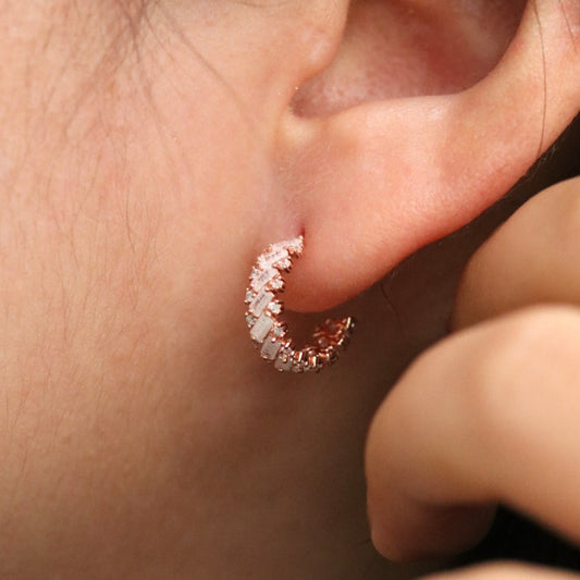 White Topaz Semi-Hoop Earring-0
