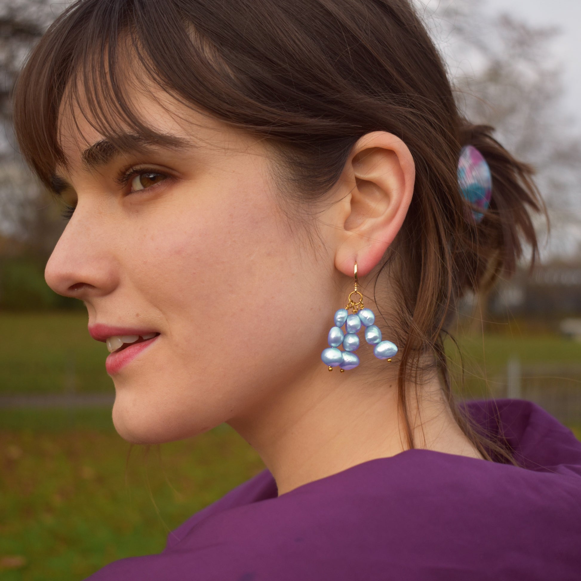 Blue freshwater pearl earrings | by Ifemi Jewels-3