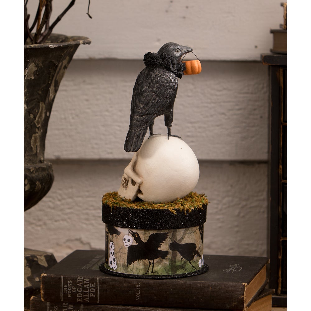 Crow and Skull on Box by Bethany Lowe Designs-2