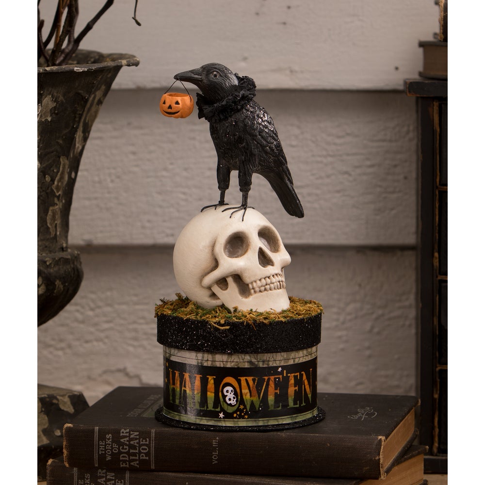 Crow and Skull on Box by Bethany Lowe Designs-1