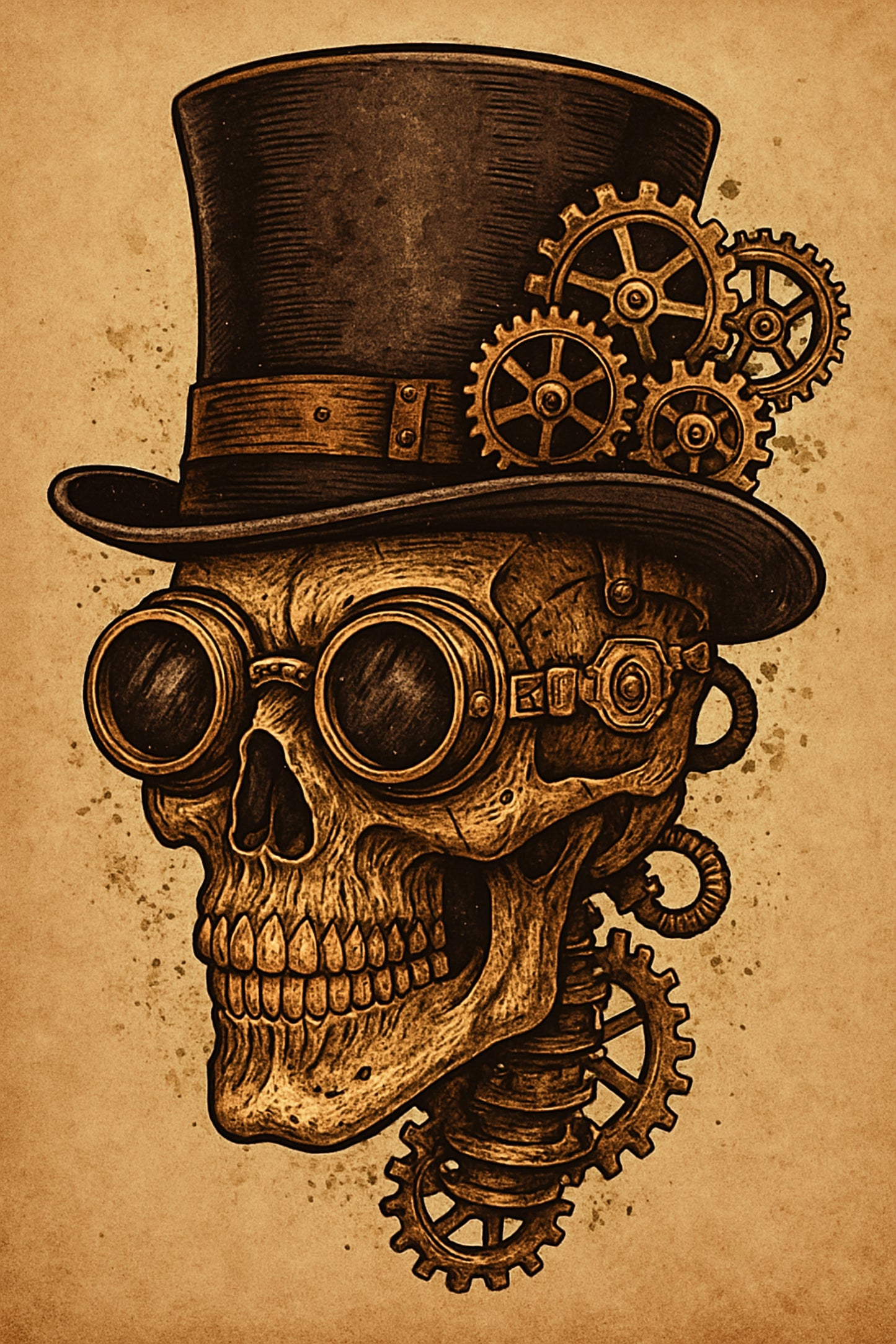 Clockwork Requiem: The Gentleman’s Skull ~ Canvas Print (20.3 x 30.5 cm)