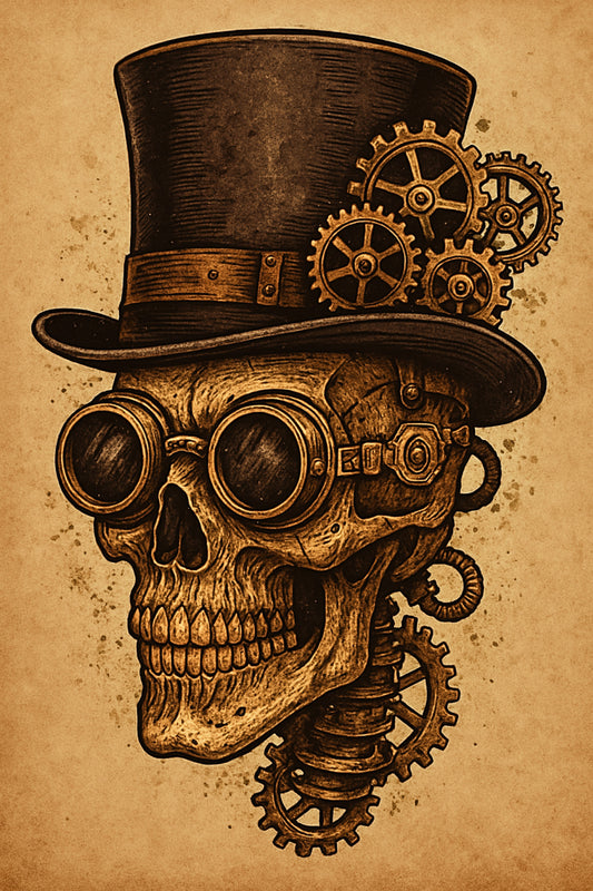 Clockwork Requiem: The Gentleman’s Skull ~ Canvas Print (20.3 x 30.5 cm)